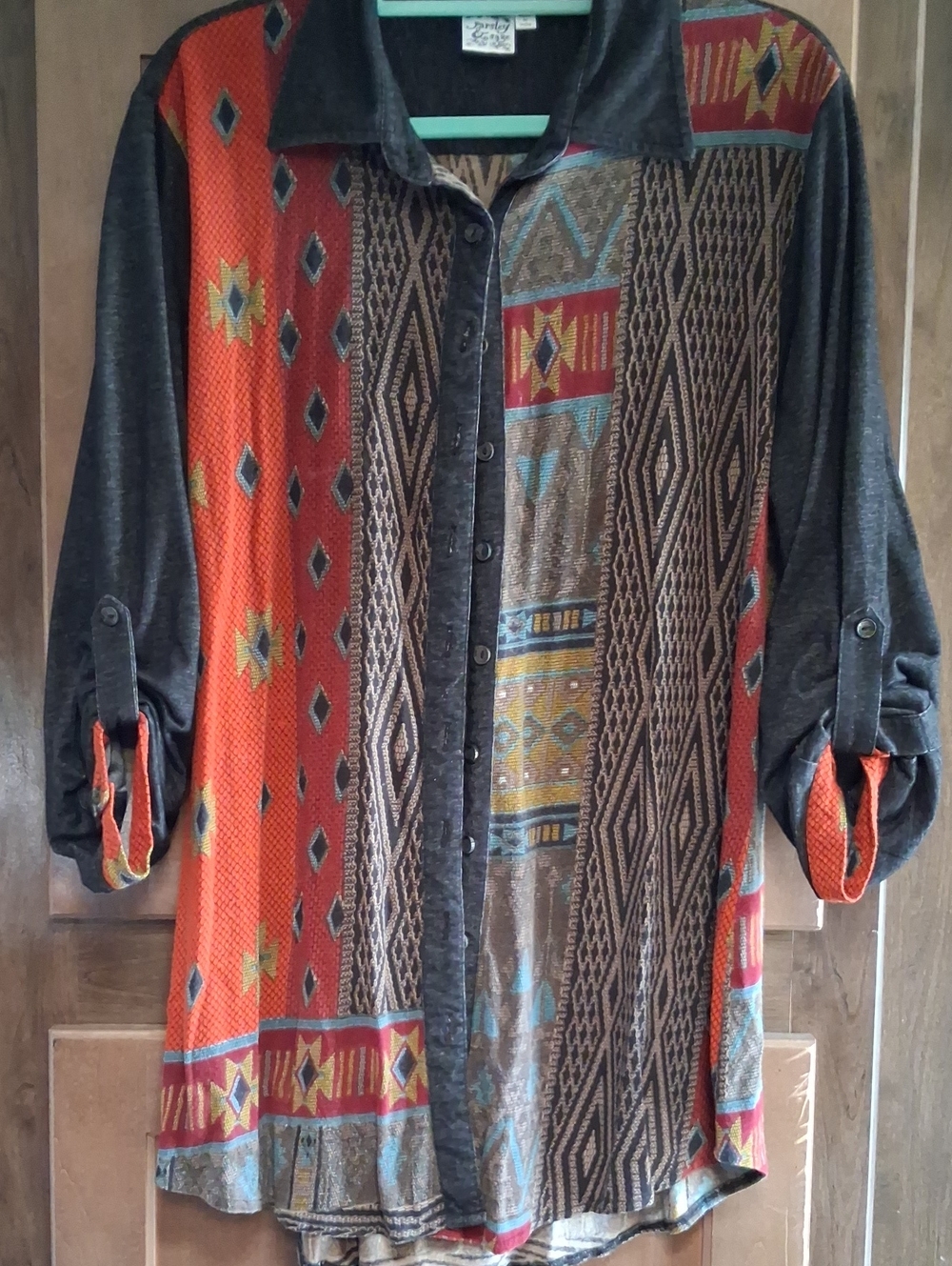 Parsley & Sage Multicolor Boho Patchwork Button-Up Jacket